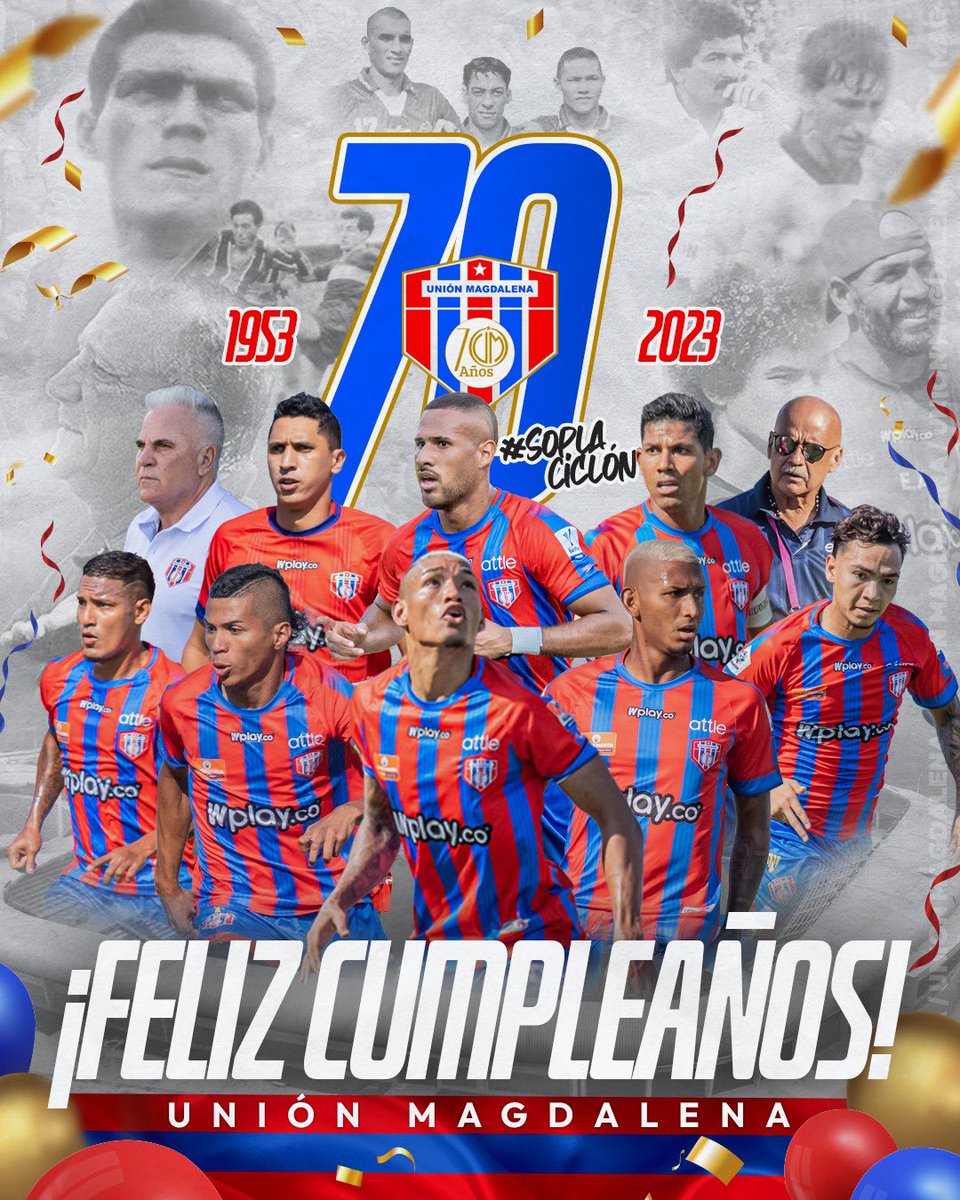 FELICES 70 AÑOS A ESTA PASIÓN LLAMADA UNIÓN MAGDALENA 🔵🔴🌪️

¡Hoy más que nunca SOPLA CICLÓN! 🔵🔴🌪️

#UM70AÑOS #soplaciclón #haremoshistoria