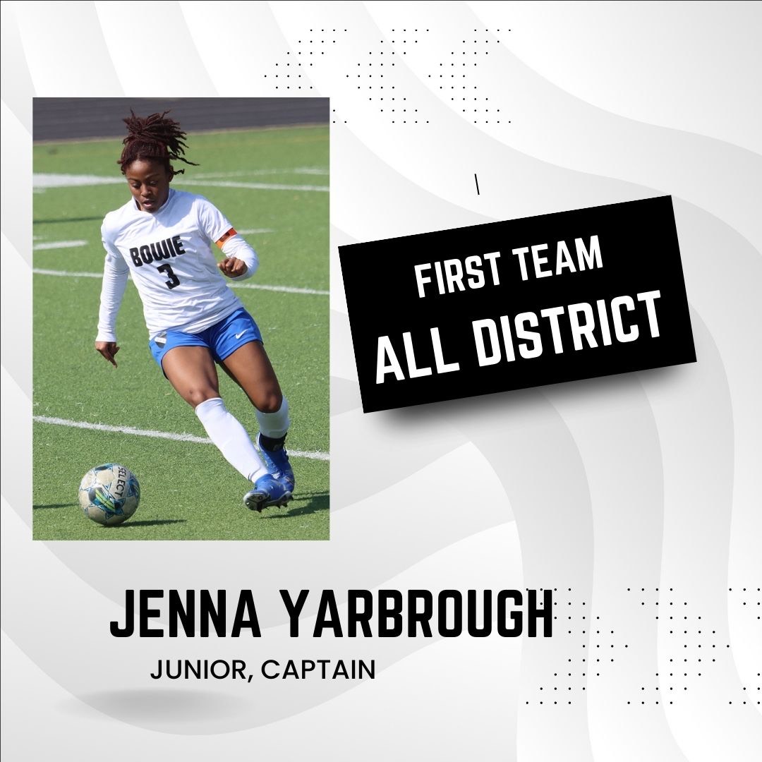 Congratulations to FW/CAM/CM Junior Captain Jenna Yarbrough on being named First Team All District 2022-23 for district 8, 6A #bgs #girlssoccer