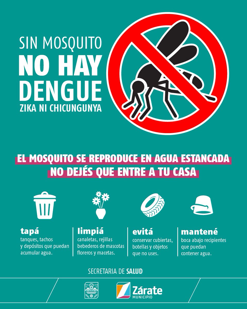 #Salud 💟 | Sin Mosquito No Hay Dengue ❌🦟 

🙏🏽Para ayudarnos a combatir el mosquito del Dengue, Zika y Chikungunya, tené en cuenta las recomendaciones de este post. 

🤳🏽Ayudanos a compartirlo, entre todos podemos prevenir el mosquito.