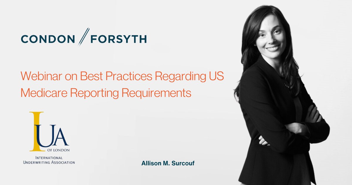 CondonForsyth's tweet photo. Allison Surcouf recently co-presented an IUA market briefing on the latest developments regarding US Medicare reporting requirements. https://t.co/fKxdrmViA9
#medicare #medicarereporting #section111reporting #aviationlaw #aviationlitigation https://t.co/neuS9OH96f