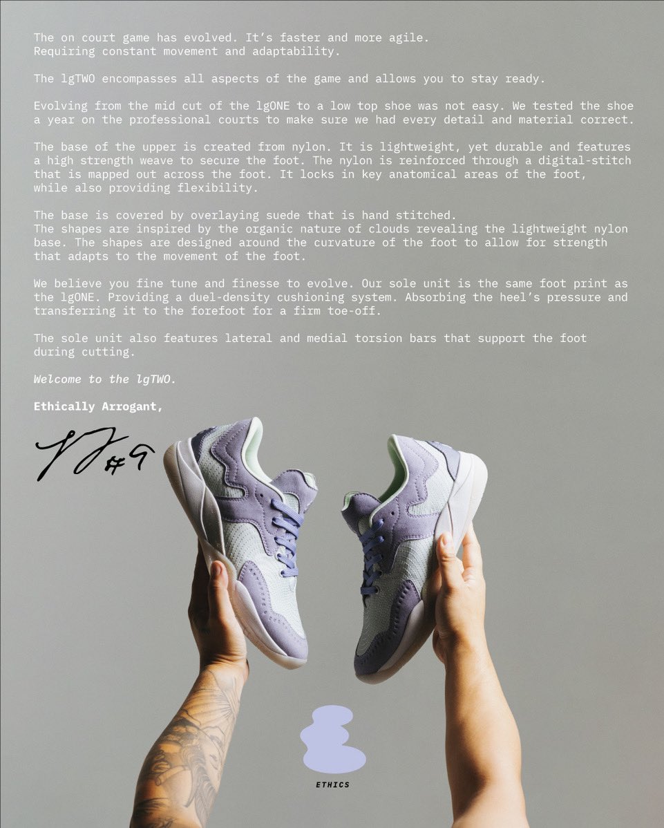 .<a href="/LangGalloway10/">Langston Galloway</a> is doing big things over at <a href="/ethicsthebrand/">Ethics</a>. 

His second shoe, the lgTWO, is available NOW! 🔥🔥🔥

➡️ ethicsthebrand.com