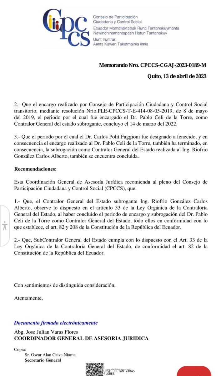 Aland Molestina M. (@alandmolestinam) on Twitter photo La mayoría del pleno del <a href="/CpccsEc/">Participa Ecuador</a>, para asegurar un Contralor a la medida de sus controladores, se "va con todo". Así aparece del informe jurídico filtrado. La ciudadanía debe rechazar la injerencia política. ¡Quedan advertidos! #CPCCS La mayoría del pleno del <a href="/CpccsEc/">Participa Ecuador</a>, para asegurar un Contralor a la medida de sus controladores, se "va con todo". Así aparece del informe jurídico filtrado. La ciudadanía debe rechazar la injerencia política. ¡Quedan advertidos! #CPCCS
