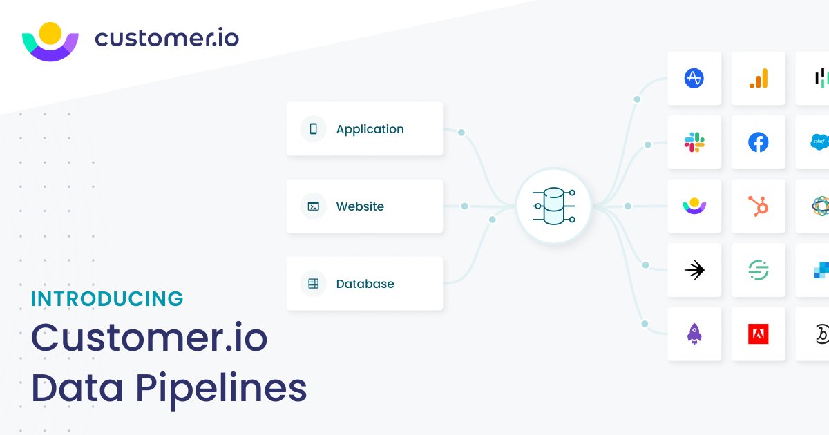 CustomerIO's tweet photo. Introducing https://t.co/frLEWgiP92 Data Pipelines (CDP) 🎉  Get customer data to all the tools you use with just one integration. Say goodbye to data headaches and hello to better customer relationships! Sign up for early access and get a free CDP-only plan with 1 million monthly API calls: https://t.co/QSFOgzAoJW