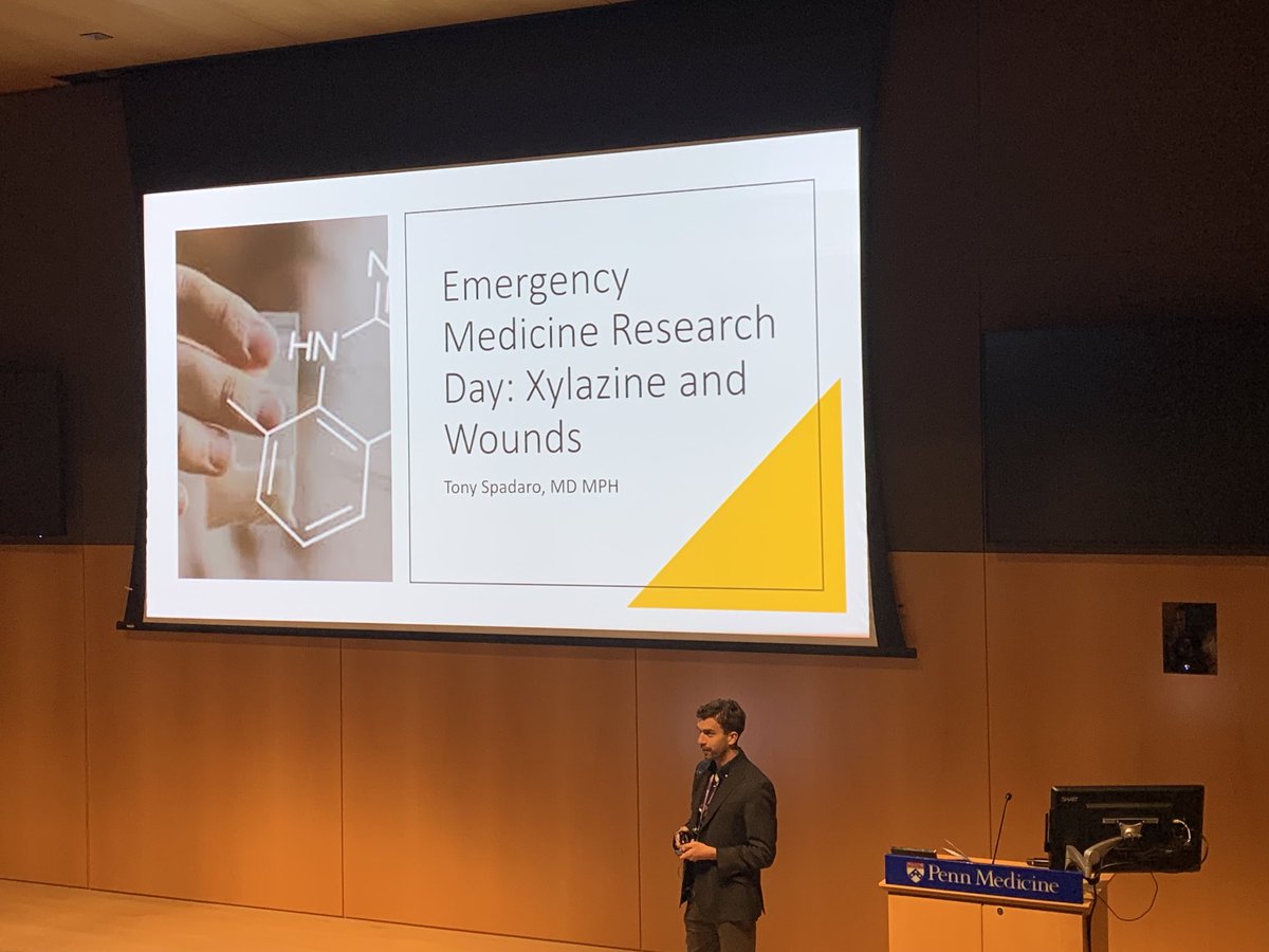 Penn EM research day ⁦<a href="/UPennEM/">Penn EM Residency</a>⁩ leading edge on xylazine led by ⁦@TSpadaro91⁩ ⁦<a href="/sarkerabeed/">Abeed Sarker, PhD</a>⁩ ⁦<a href="/JLoveMD/">Jennifer Love</a>⁩ ⁦<a href="/m_lowenstein/">Maggie Lowenstein</a>⁩ @especially_APT ⁦<a href="/kit_delgadoMD/">M. Kit Delgado, MD, MS</a>⁩   epidemiology+association w co-substance use route/quantities critical for prevention/tx