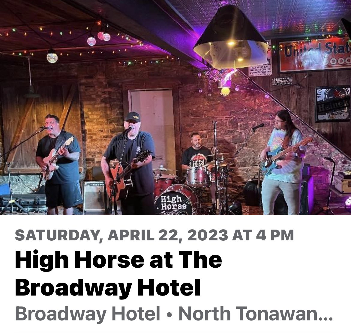 BelskySandy's tweet photo. High Horse this Saturday afternoon at 4pm https://t.co/1WYqY75TTF