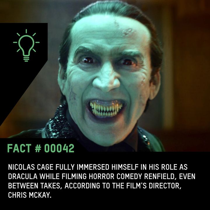 Nic Cage is Dedicated to his craft. 🩸😬⁣
..⁣
.⁣
#renfield #renfieldmovie #dracula #nicolascage #chrismckay #horror #horrormovies #fact #horrormoviefacts #colelctorsofinstagram #moviefacts #zavvi #popculture #geekculture