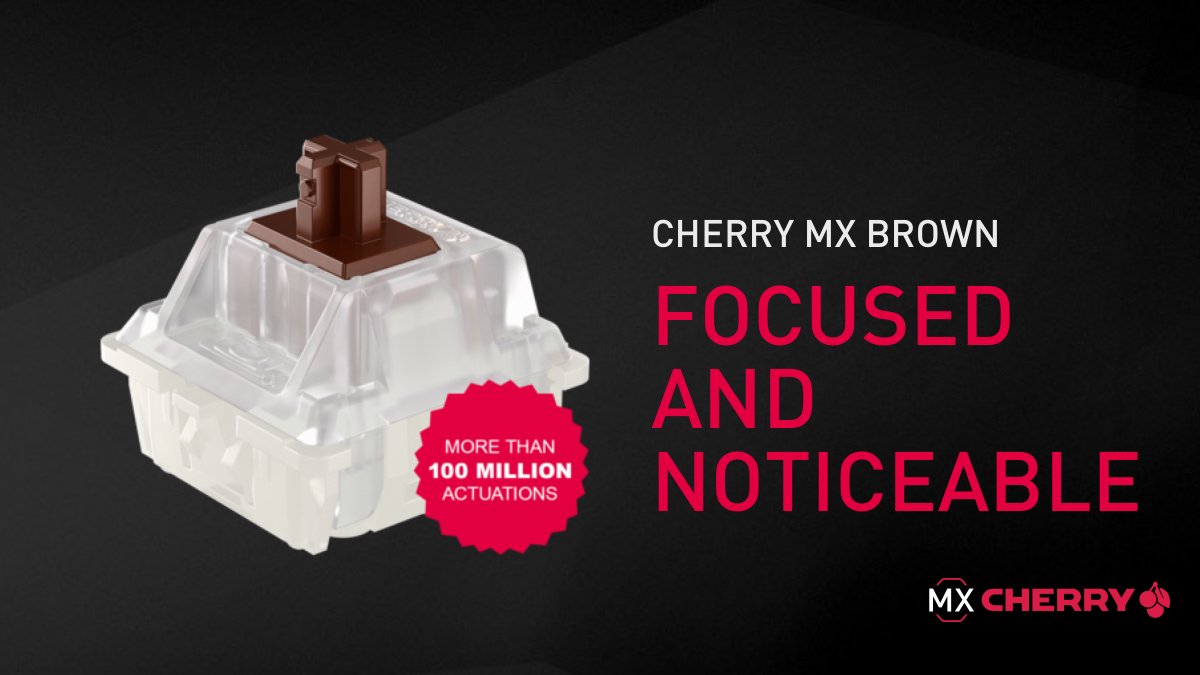cherrymx's tweet photo. Which switch should you pick? π€ Part 5: Train your sure instinct with the MX Brown!
This tactile switch with noticeable feedback is for all people out there that like to act tactically and strategically.
Have you already tried this switch? #cherrymx #mechanical #mxbrown https://t.co/YPgG7b8la8