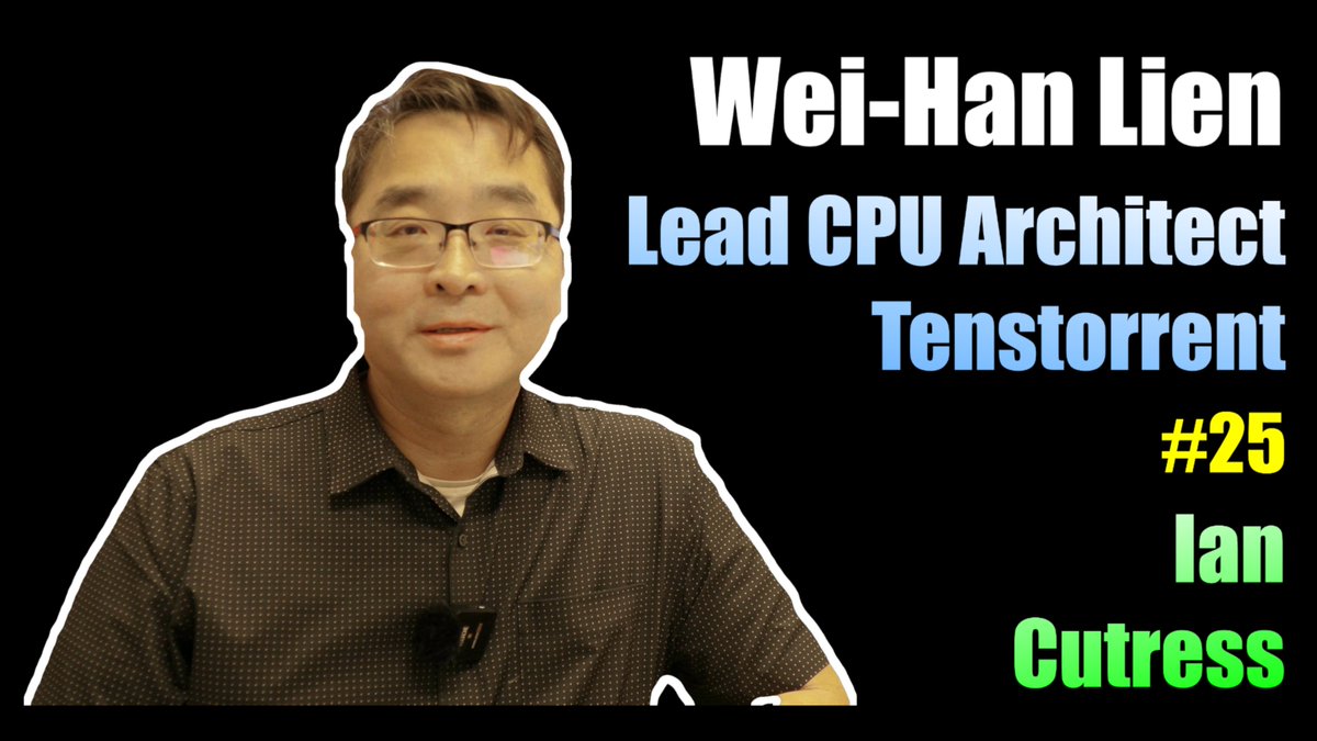 inspired_ai's tweet photo. RT @IanCutress: Wei-han Lien is the Lead CPU Architect at @Tenstorrent, leading their custom high-performance @risc_v processor charge. You saw some snippets of my interview a couple weeks ago, here's the full thing! (He was a lead architect on Apple M1 … https://t.co/jYFQJTWje4