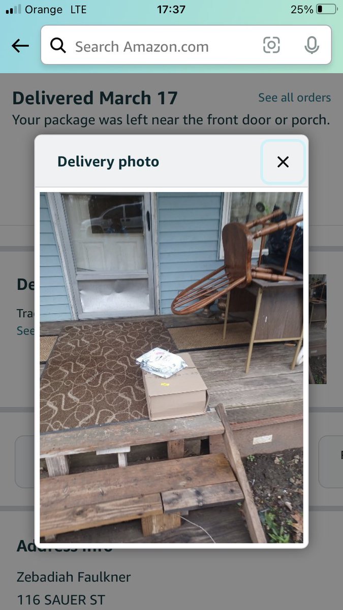 ZebFaulkner's tweet photo. @amazon has delivered my packages to the wrong address 7 times and refuses to do anything about it. The customer service has not been great. I genuinely need advice what to do because no one at @AmazonHelp will help me. Please help. None of these pictures are of my front porch. https://t.co/iu8OYNgVsa