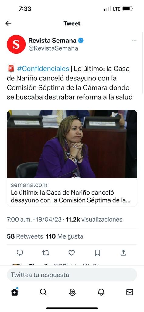 Fruizgomez's tweet photo. Señores del gobierno terminen por fin de aceptar que su reforma propuesta afecta el derecho a la salud de los colombianos, perjudica a los pacientes y nos lanza a un vacío de protección de las familias frente a los riesgos de salud. https://t.co/hZe299W1a9