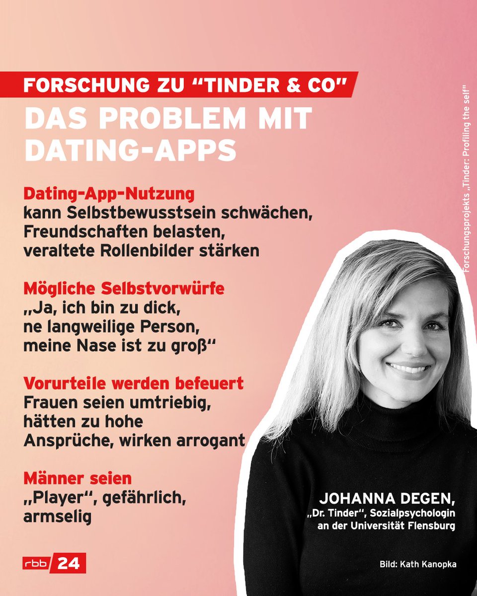 rbb24's tweet photo. #Dating-Apps können negative Auswirkungen auf uns haben, hat die Sozialpsychologin Johanna Degen in ihrem Forschungsprojekt herausgefunden. Mehr über Enttäuschungen beim #Onlinedating in #Berlin und einige Dating Fail Geschichten gibt's im neuen #rbb24explainer auf YouTube. https://t.co/rhVOCchhfV