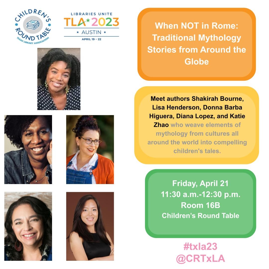 #txla23: Authors Shakirah Bourne, Lisa Henderson, Donna Barba Higuera, Diana Lopez, and Katie Zhao discuss mythology from cultures all around the world into compelling children's tales. @ktzhaoauthor @LeahMarks @MisaSugiura @dbhiguera @dianalopezbooks @brittneedejong