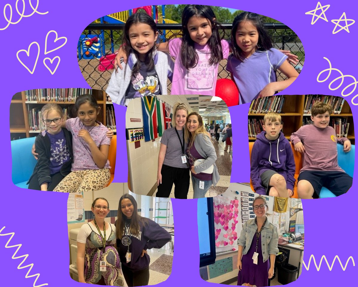 LowesIslandElem's tweet photo. Purple Up Day!  Honoring the children of our Military Families 🇺🇸💜 #PurpleUpVA https://t.co/hngVwVfh25