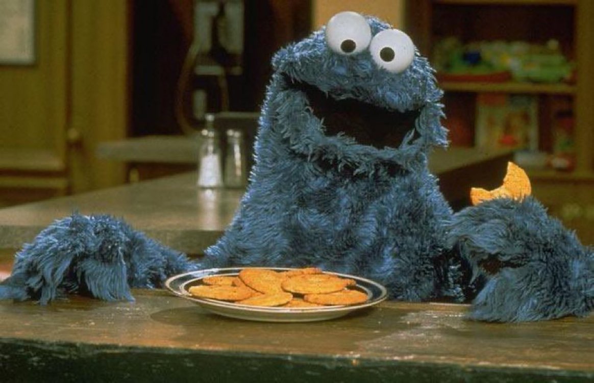 Super70sSports's tweet photo. Between bites of his 483rd fucking cookie of the day, just for one split second, Cookie Monster paused and wondered “What have me become?” https://t.co/ygKgPonM01