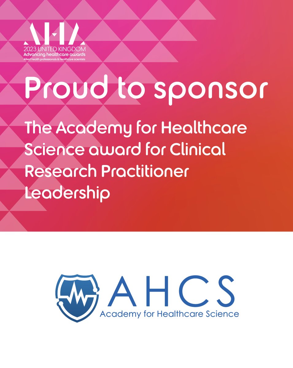 ahcsuk's tweet photo. The Academy for Healthcare Science Award for Clinical Research Practitioner Leadership will be given at the AHAwards on Friday 21st April 2023.

We are honored to sponsor these awards

#AHCS #AHCSUK #AHAwards2023 #CRP https://t.co/BzEGiaQxxA
