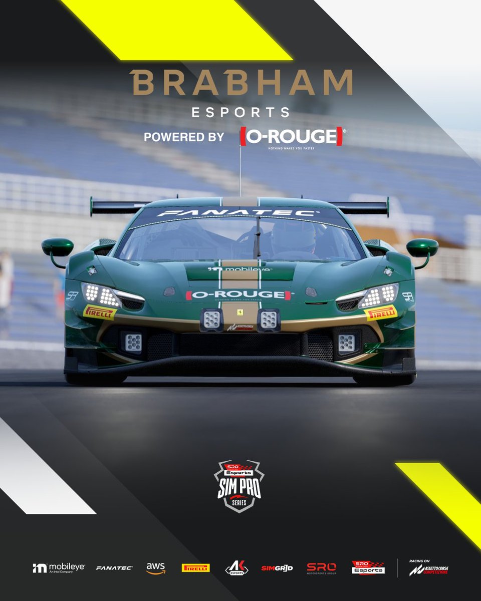 A new esports season has arrived, and with it comes a refreshed livery.

Brabham Esports Powered by O-Rouge will be competing in the SRO Esports Sim Pro Series with this gorgeous livery.

#sroesports #brabham #esports #orouge #beACC #assettocorsa