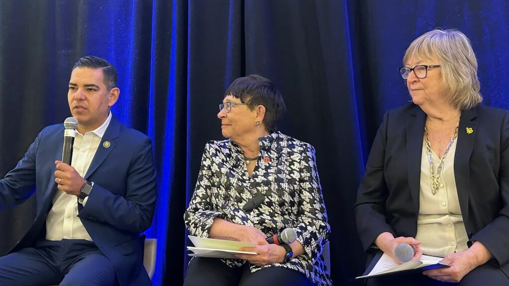 EllenNeufeldt's tweet image. Today is @CalState Advocacy Day! I am thrilled to showcase the transformational impact of our work at @CSUSM. A wonderful kick-off this a.m. featured @CalState leaders, @SenAlexPadilla, @RepRobertGarcia! Proud to be here with @ASI_CSUSM Pres Julia Glorioso!