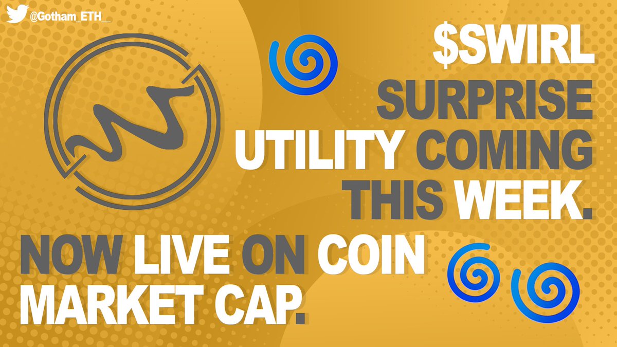 $SWIRL - Could break out any time soon. ✅ Only a couple weeks old 🍼 - team is based🦇

✅Huge buy comp happening right now 
✅ Surprise utility dropping this week
✅ LIVE on @COINMARKETCAP

dextools.io/app/en/ether/p…

t.me/swirltools
swirl.tools