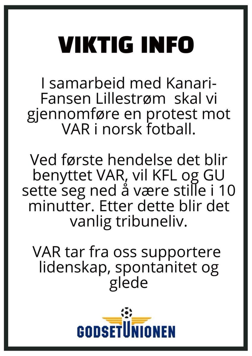 Praktisk info til dagens kamp. Følg tifo instrukser som blir nevnt på stadion.