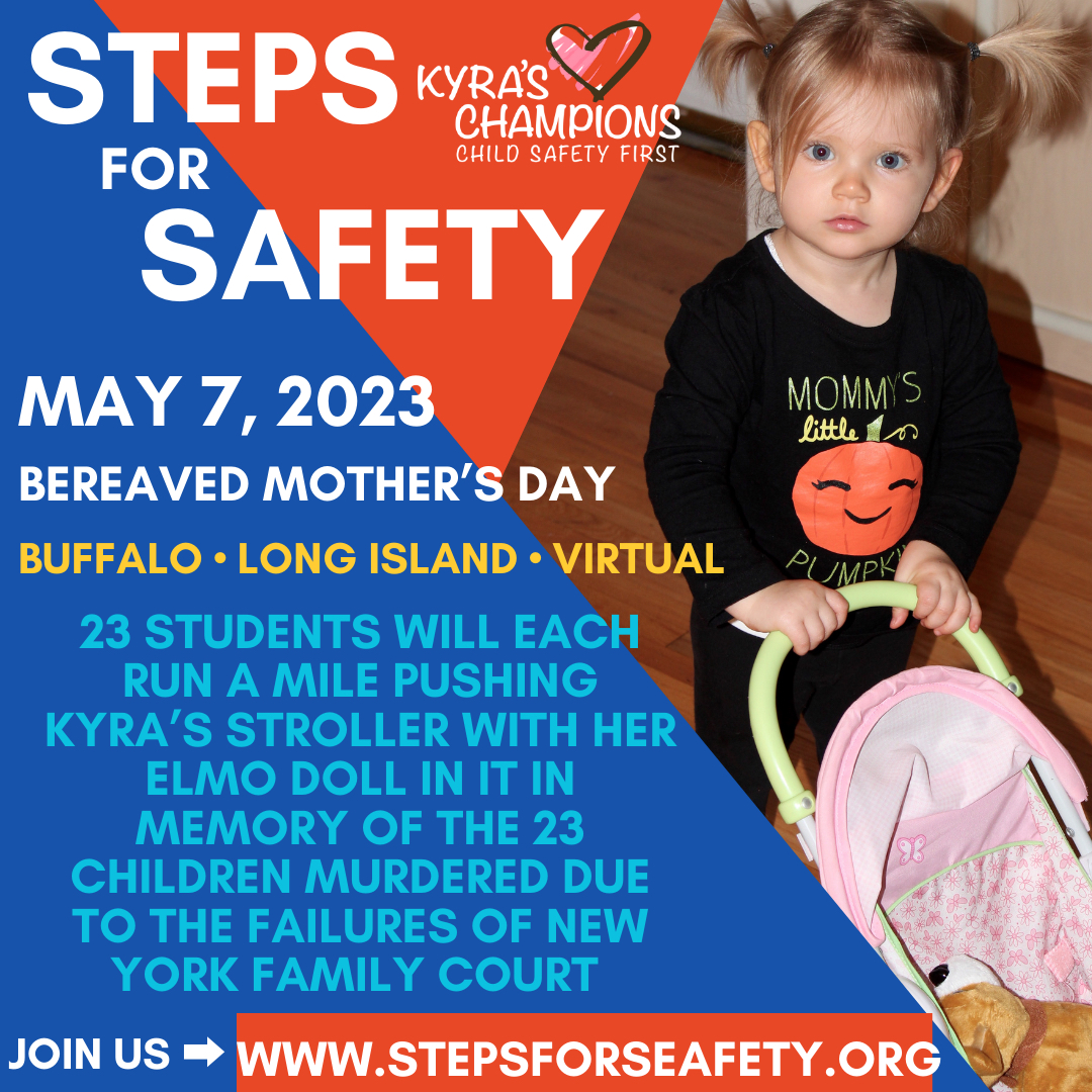 KyrasChampions's tweet photo. EXCITING ANNOUNCEMENT! This year on May 7th - Bereaved Mother's Day - we r going to honor the 23 children, including Kyra, who were murdered by an abusive parent due to the failures of NY Family Court &amp; DEMAND the passage of #KyrasLaw⚖️ 

https://t.co/s4LjAcdDrl #StepsForSafety https://t.co/D6JYIYOTAM