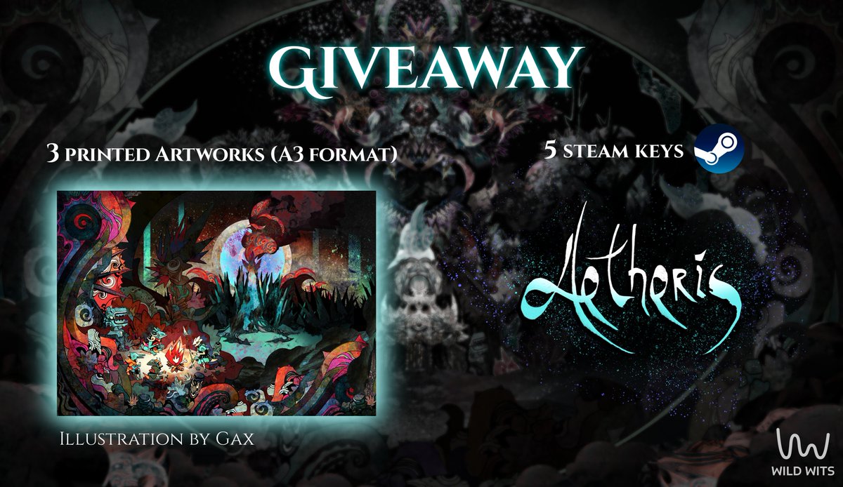 Giveaway Time 🎉

For the Early Access release of Aetheris next month, we are offering you the chance to win:

-3 printed artworks (A3)
-5 Steam keys 

To participate:
Follow <a href="/wildwitsgames/">WILD WITS</a> 
❤️ &amp; 🔁 this tweet

BONUS ✨: Wishlist on Steam store.steampowered.com/app/1786010/AE…

⌛️ End 4/26