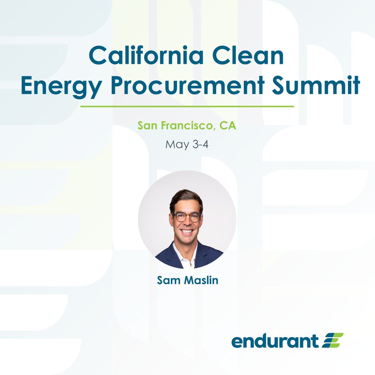 Join our colleague Sam Maslin at <a href="/infocast_events/">Infocast</a>'s California Clean Energy Procurement Summit from May 3-4 to discuss how #energystorage can help California reach their #cleanenergy goals. For more information, visit infocastinc.com/event/ca-clean…