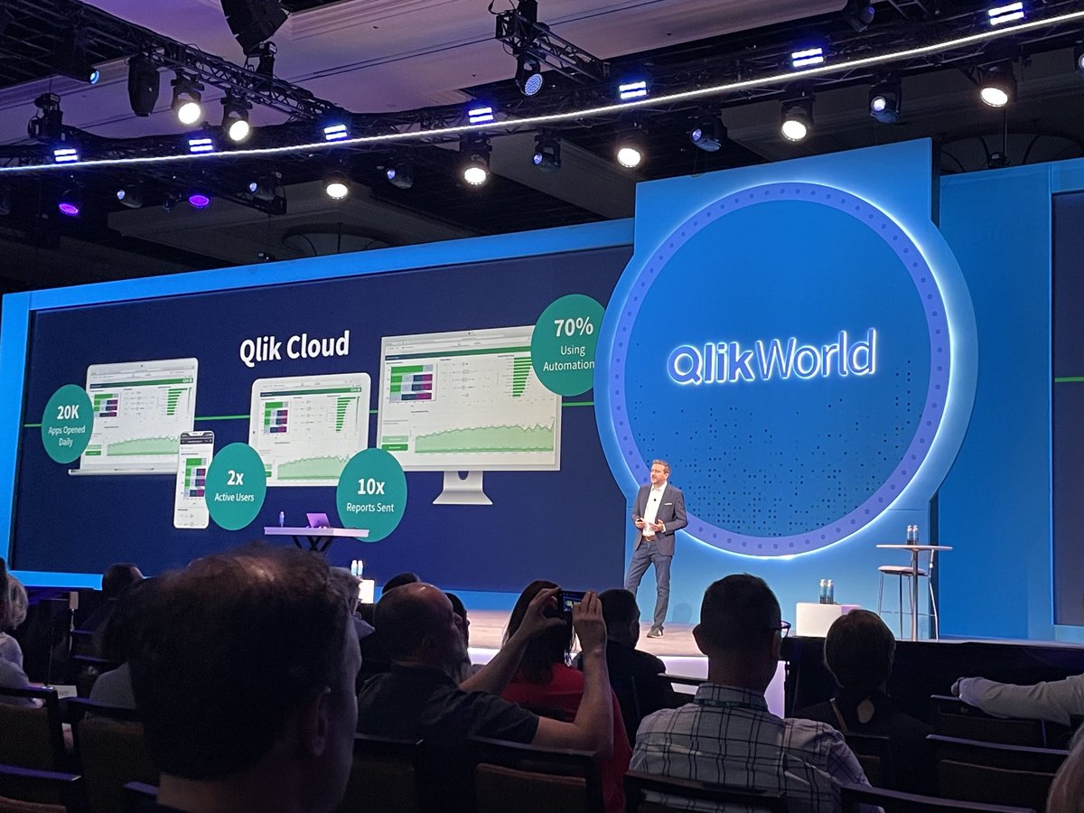 dwlyons's tweet photo. We’re live for #QlikWorld day 2!  ⁦@jamesafisher⁩ and team take the stage to celebrate 30 years of customer and partner fueled innovation…and we’re just getting started! https://t.co/KFXPuaD3xY