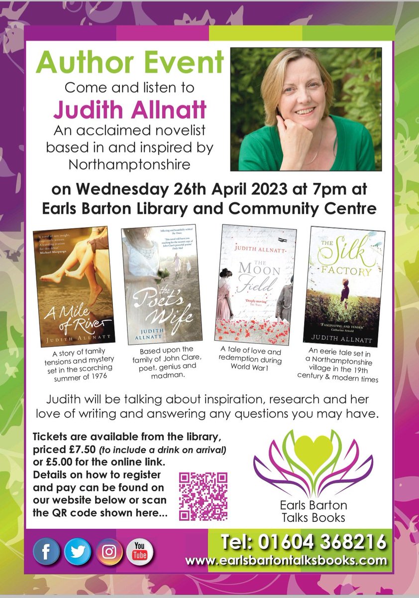 EBLibrary's tweet photo. Have you got your tickets for our next exciting author event yet?

Tickets are £7.50 with a welcome drink 🍸.  Or you could try our online link for just £5 👨‍💻. Booking details on the poster!

#EBTalksBooks #EBLibraryCC #NorthantsLibraries https://t.co/wLu4WnCey2