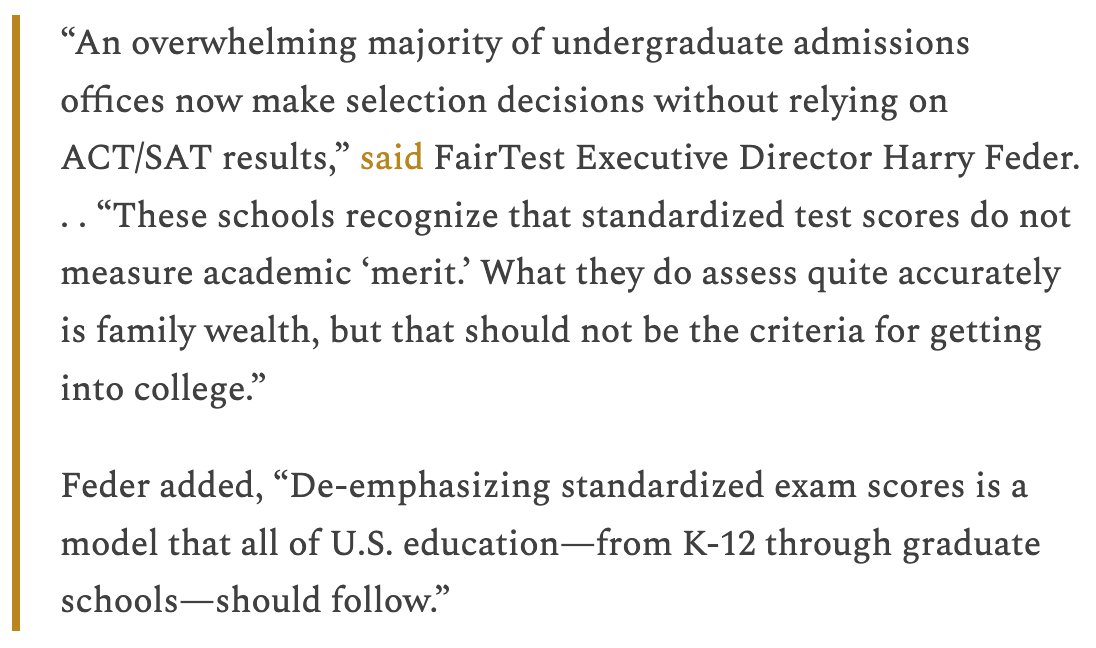 1. Quietly this year colleges have kept the Covid standard of optional standardized tests. 80% of colleges in America now don't rely on SAT/ACT for admissions