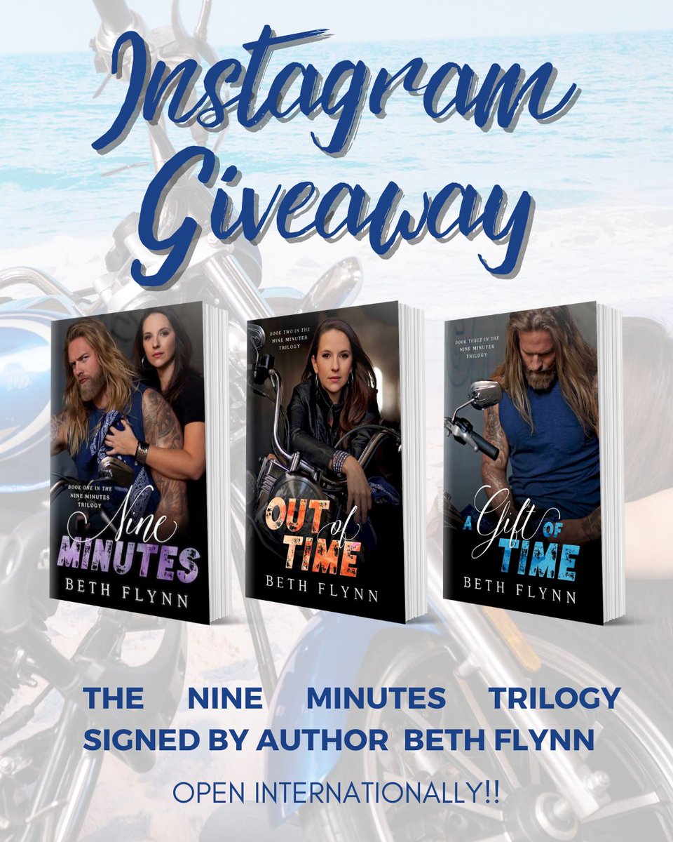 * INSTAGRAM GIVEAWAY* Head over to @authorbethflynn on IG account for your chance to win all 3 #paperbackbooks of the #NINEMINUTESTrilogy, SIGNED by author!  #nineminutesbooks #mcromance #bikerromance #darkromance #bestsellingbooks #bestsellingbookseries #usatodaybestseller
