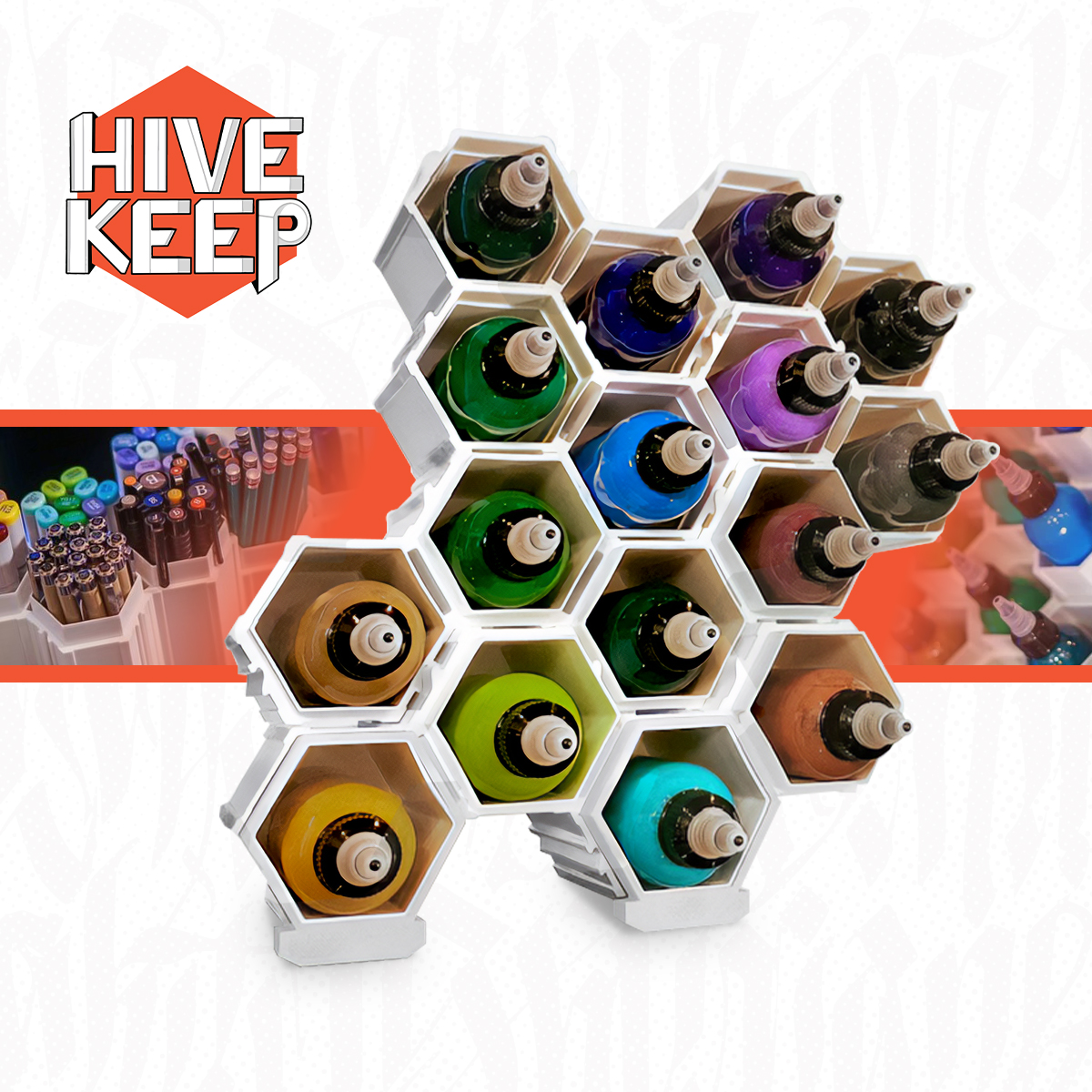 Hive Keep sets are available to order from Killer Ink here: killerinktattoo.co.uk/newsletter/hiv…

🍯Customisable storage solution
🍯16 cavities for storage
🍯Perfect for studio use &amp; conventions
🍯From the brains behind <a href="/hivecaps/">HiveCaps™</a>

For artists who want to generate some buzz 🐝

#tattoo