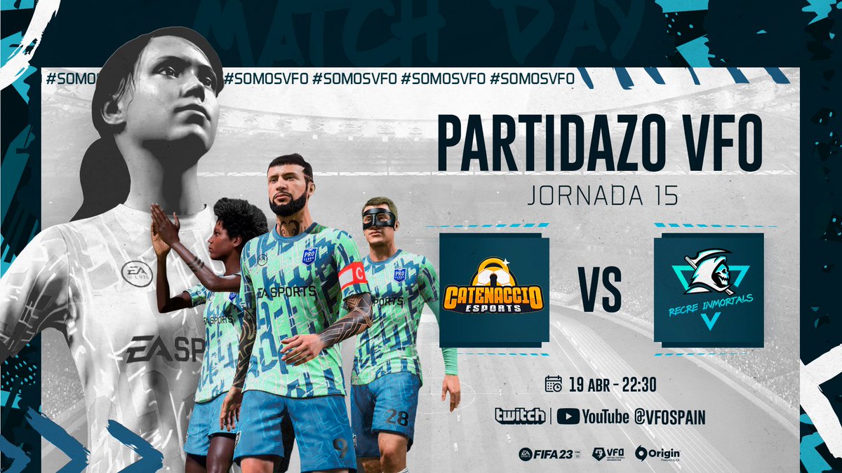 VFOspain's tweet photo. Hoy os traemos una buena dosis de #PartidazoVFO

🔵@Almansa_eS - @DojoGamingEU 
🟠@CatenaccioEsp - @recreinmortals 
🟢@Veguense_eSp - @AlandaluGaming
🔵@AnimersionGames - @InternacionalEA 

⏰Desde las 21:45 en directo

🖥️https://t.co/4db0mX6kur https://t.co/sDBgLkSUL4