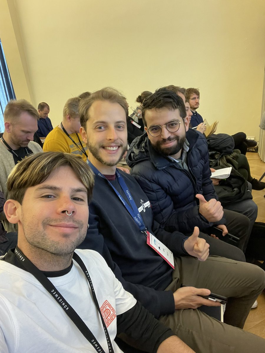 JulianBoronat's tweet photo. Last day of conference having a good time with @eric_bellet, @philippe_oger and Mohamed Amine EL BENDADI at #PyConDe2023 in Berlin 🙌🇩🇪. We attended a lot of good talks around LLMs, so I am excited to find proper use cases within @AdevintaSpain to implement what we learnt! https://t.co/nkcbrY4UFQ