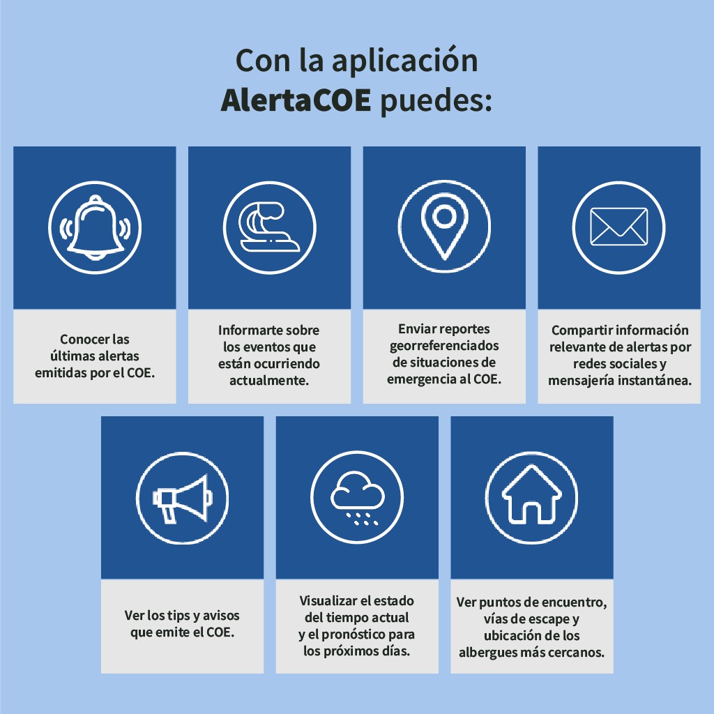COE_RD's tweet photo. ¡Conoce todo lo que puedes hacer a través de nuestra app #AlertaCOE!
Mantente siempre informado y en tiempo real de los boletines y alertas que emitimos.
¡Descárgala! Está disponible para aparatos Android y IOS.
#COERD https://t.co/rukb9NN7gS