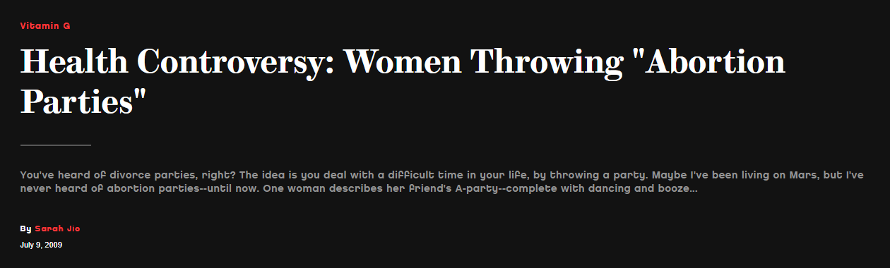 FFD to now and we see actresses praising abortion, and at no time do they ever talk about abstinence