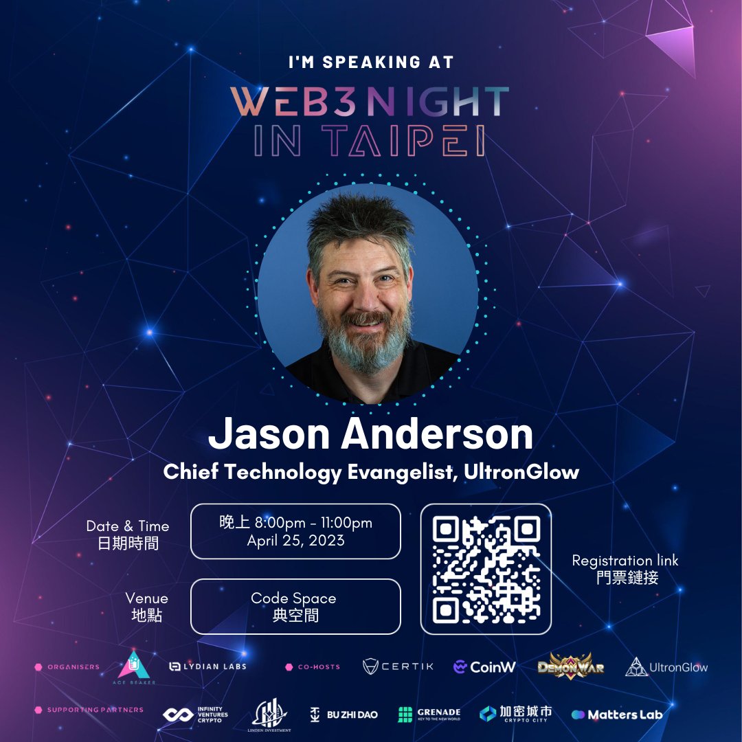 blocksmithery's tweet photo. If you're going to #ETHTAIPEI and attending Web3Night, I'll be presenting @ultronglow virtually.  Wish I was there in person...  sure love the food in Taipei! https://t.co/qUKMAtPFJt