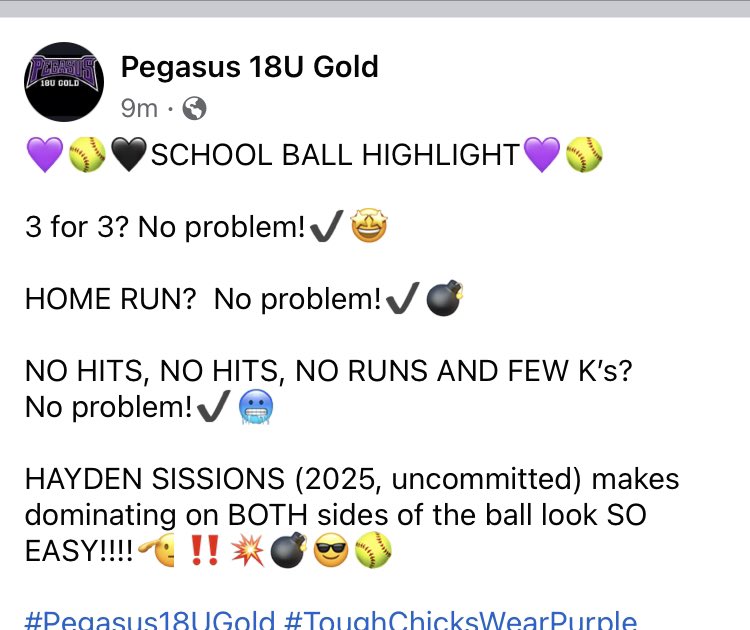Great job Hayden 🥎💪