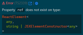 step__n's tweet photo. @sebsilbermann Would you know anything about why the `ref` type isn't available on react elements? https://t.co/ltpxNhcgay