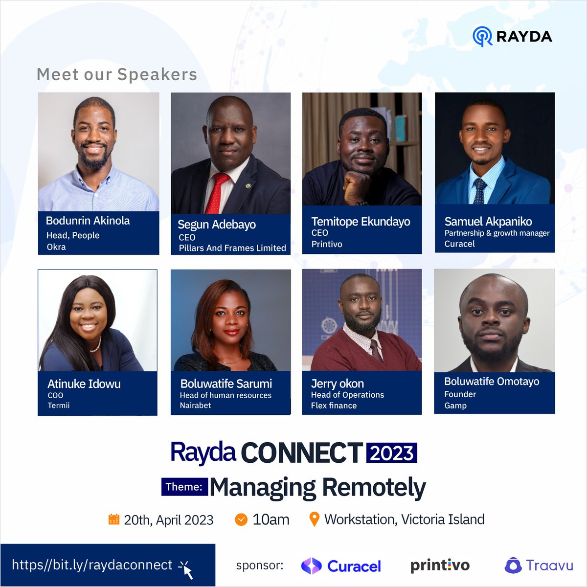 francisosifo's tweet photo. Super excited to be hosting another edition of Rayda Connect with the theme, "Managing remotely." It will be an insightful experience with great speakers and moderators bringing their wealth of knowledge and expertise.
See you at Rayda Connect!
#rayda #raydaconnect https://t.co/WeXplcfv8k