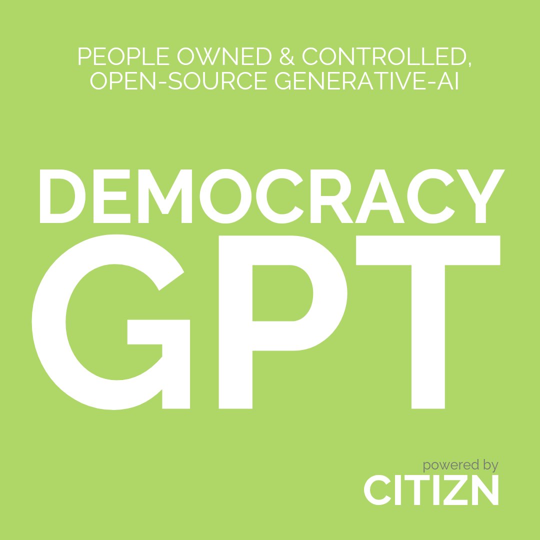 murraysimser's tweet photo. 📢🎙️📣 #Announcing #DemocracyGPT powered by @CITIZNinc  is made unique by CITIZN's #PRIVATE #data generated by the people themselves, journalists, and other experts.  CITIZN will make the first version of the #Democracy GPT #chatbot available during the launch of CITIZN USA 🇺🇲 https://t.co/MfRhyjEmmv