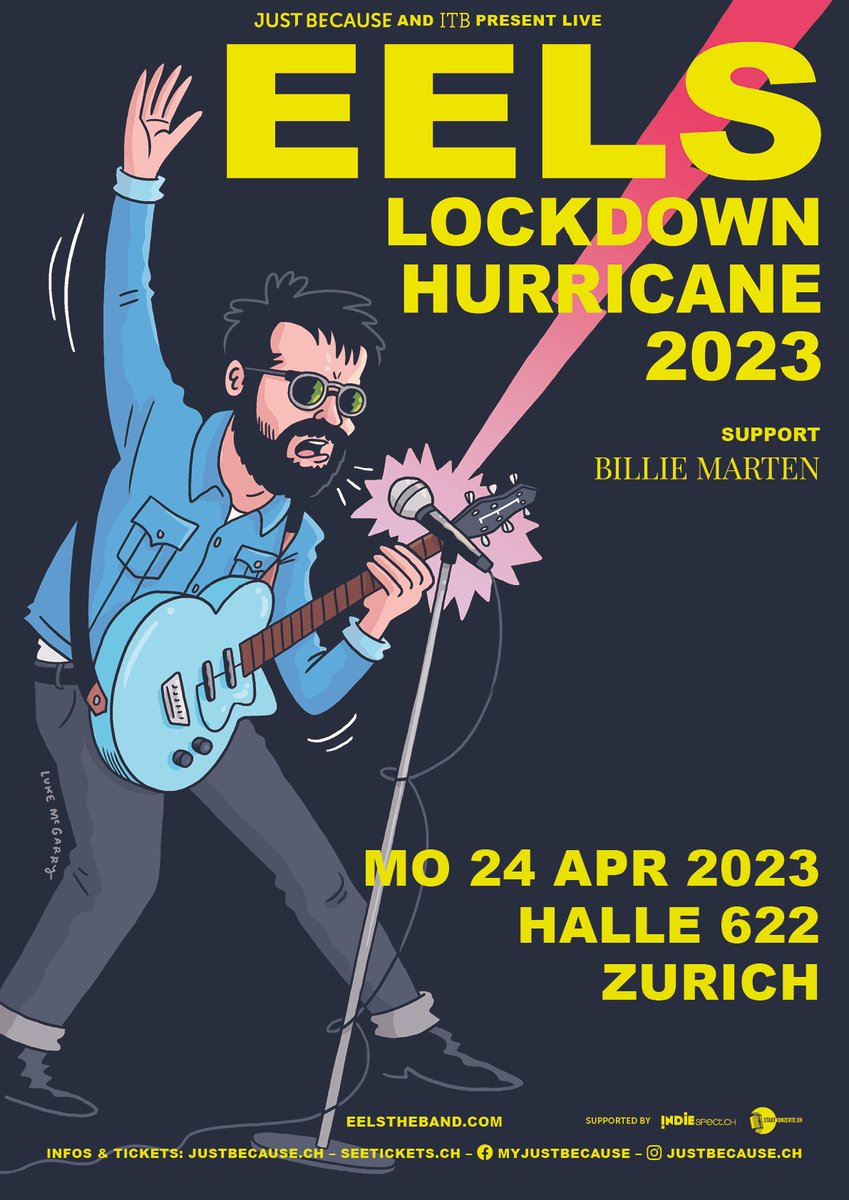 𝚆𝙸𝙽 𝚃𝙸𝙲𝙺𝙴𝚃𝚂
Nach dem gloriosen Auftritt im Herbst 2019 im ausverkauften X-Tra kehren <a href="/THE_EELS/">EELS</a> nach Zürich zurück, und zwar am Mo 24. April in die #Halle622. Für die Show verlosen wir 2x2 Gästelistenplätze.
➡️ stadtkonzerte.ch/raffles/ticket…