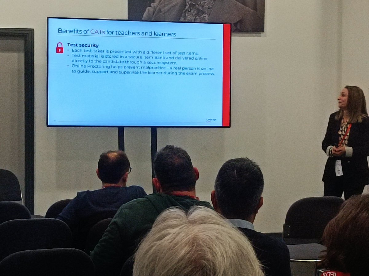 nisarshaikh__7's tweet photo. An engaging talk by Corina Dourda on the benefits and challenges of Computer-Adaptive Testing (CAT) for teachers and learners.Gained insights about how CAT works, including a calibrated item bank and item selection rule. #LanguageCert #CATtesting #education #iatefl2023 #tejas4ed https://t.co/PDkMAsao15
