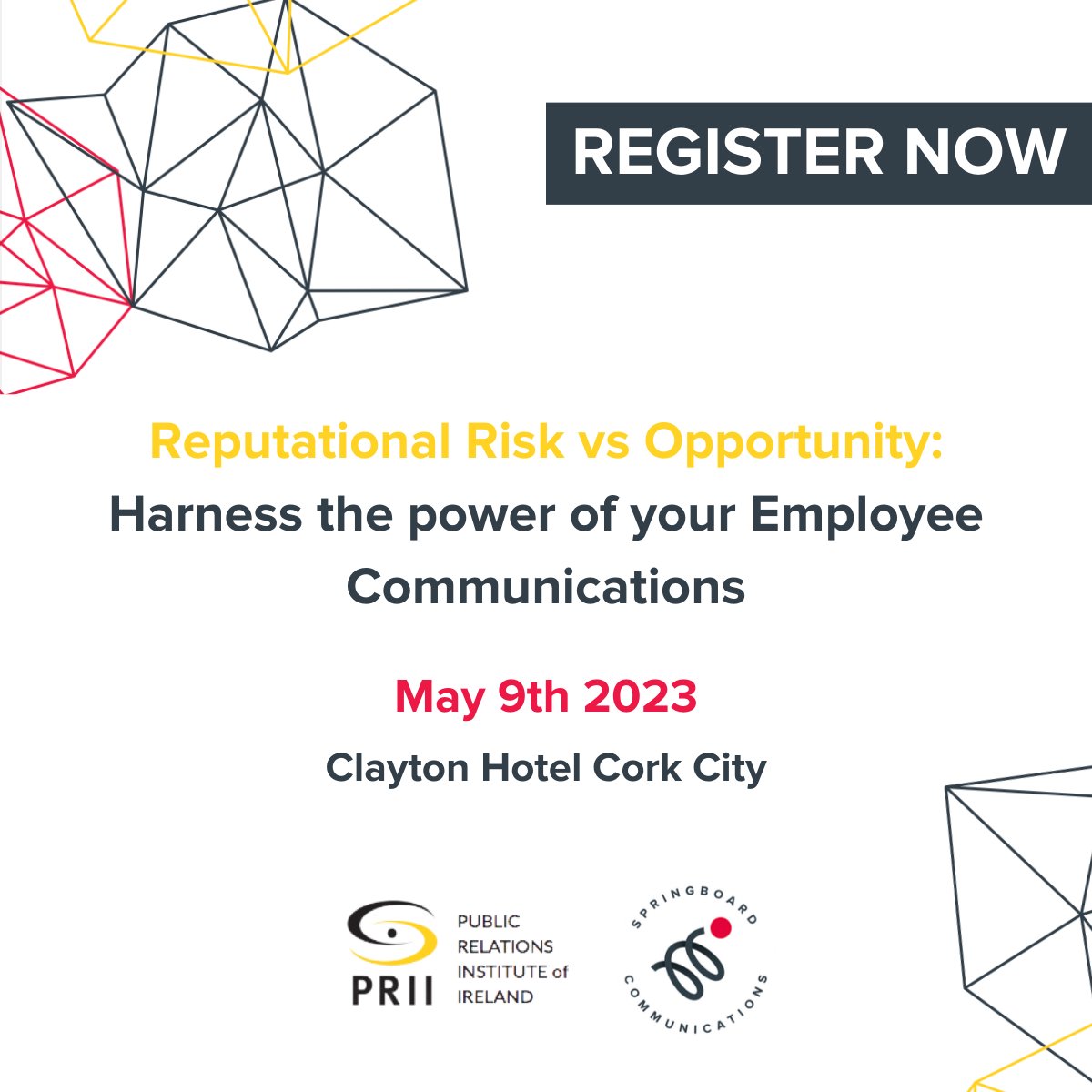 SpringboardCom's tweet photo. Don't forget to sign up to our internal communications event, which will be hosted on May 9th at the Clayton Hotel Cork 🎉
Watch this space as we begin to announce the line up of esteemed speakers this week. 👀
Register your interest here: https://t.co/GhLU9e4exH
#PRII #Event https://t.co/TSHVbRVOAB