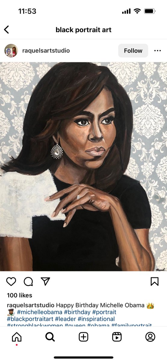 mcferrin_ella's tweet photo. Raquel Rhone's artwork reminds me of Barkley Hendricks. She has a hyper-realistic style, with a focus on the figure themselves. The background is there to enhance the beauty of the portrait and highlight the accomplishments of the figure she has painted. #ARTH287artoninsta https://t.co/sFyV76uxA4