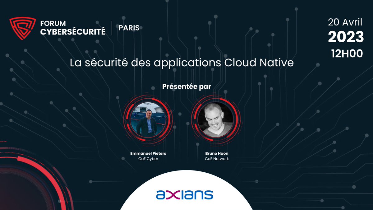 Axians France (@axiansfrance) on Twitter photo #Webinar | J-1 avant la participation d'Axians au <a href="/ForumCyberS/">Forum Cybersécurité</a>  !
 
On vous donne rendez-vous le 20 avril à 12h00 via le lien de connexion pour participer à notre webinar sur le Cloud Native ! C'est également l'occasion de déposer vos candidatures 👉 lnkd.in/e7P6yY3w #Webinar | J-1 avant la participation d'Axians au <a href="/ForumCyberS/">Forum Cybersécurité</a>  !
 
On vous donne rendez-vous le 20 avril à 12h00 via le lien de connexion pour participer à notre webinar sur le Cloud Native ! C'est également l'occasion de déposer vos candidatures 👉 lnkd.in/e7P6yY3w