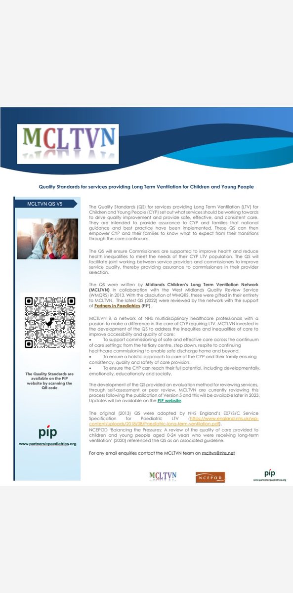 Midlands Long Term Ventilation Quality Standards are now available via <a href="/PiPforpaeds/">PartnersinPaediatrics</a> Guiding teams to provide the best care for the LTV population #pedsicu