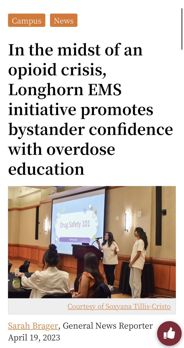 UTLonghornEMS's tweet photo. Our Harm Reduction committee has made great strides in harm reduction efforts within the campus community. Check out our feature on the DailyTexan to read about our initiatives. 
https://t.co/eT0mdO2rQv https://t.co/AZhgQbVHR5