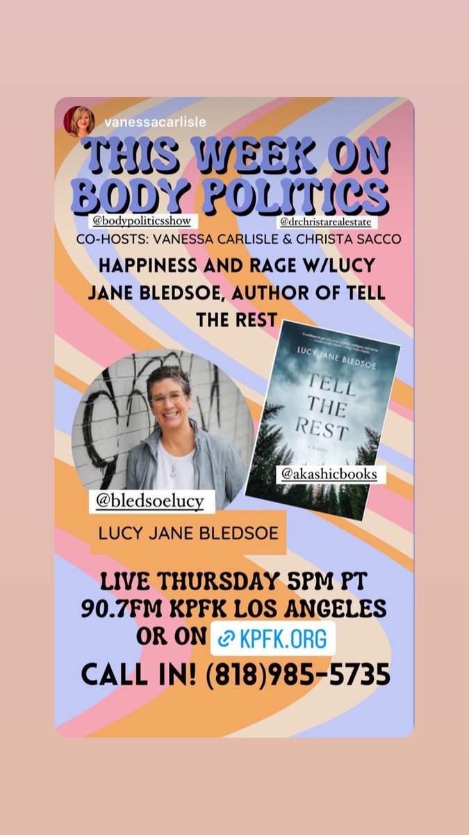 Lucy Bledsoe TELL THE REST tweet media