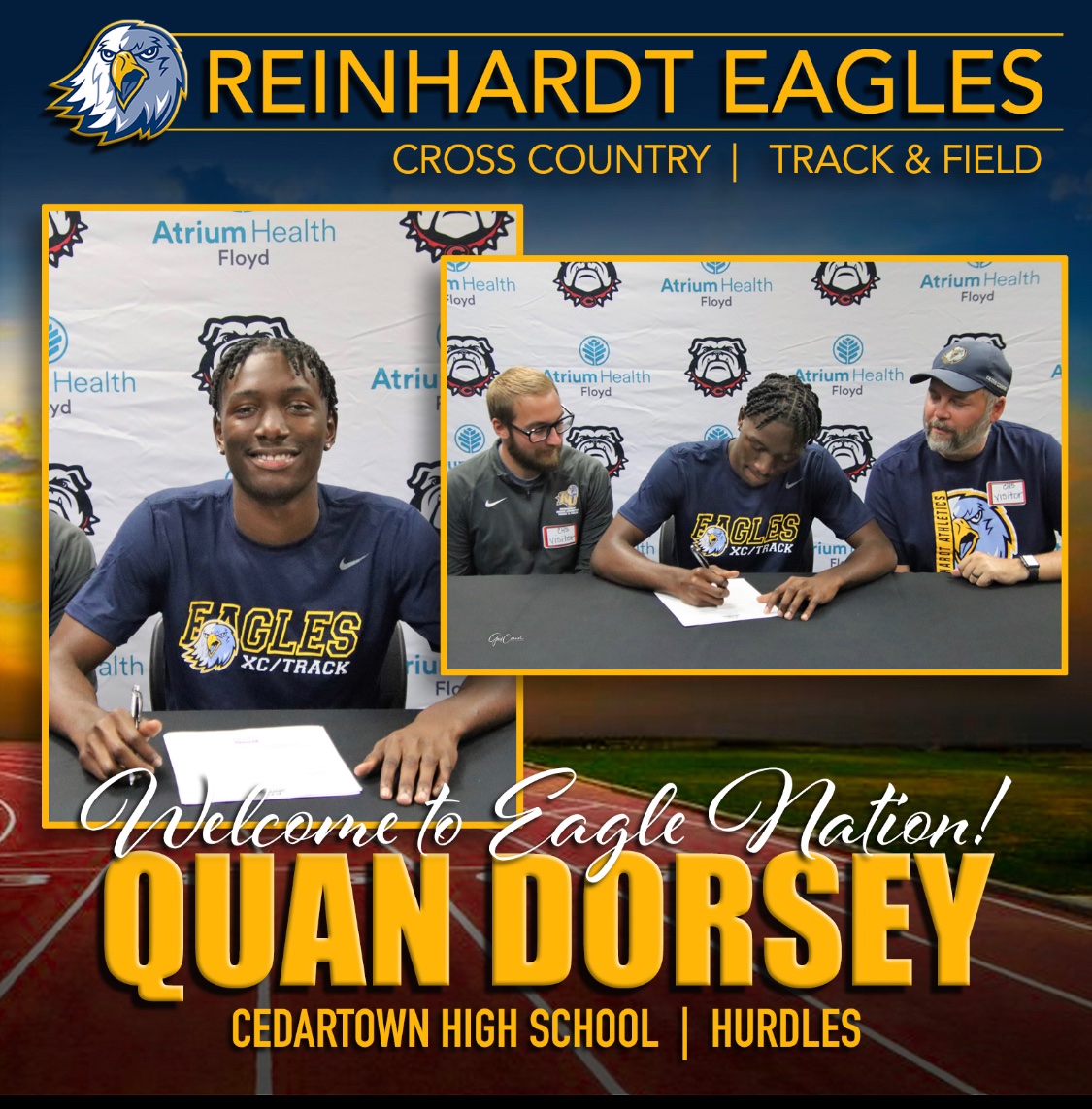 We are so excited to Welcome Quan Dorsey, a Hurdler, from Cedartown High School, to the Nest! Quan excels in the classroom and on the Track. We can’t wait to have Quan on campus next year!