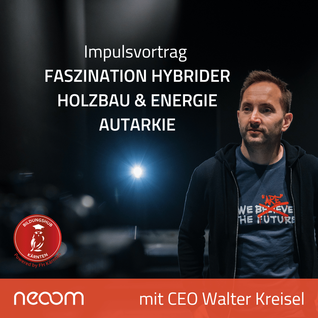 neoom_com's tweet photo. #neoom CEO & Founder @walterkreisel spricht am 25.4.23 ab 18:35 bei der Impulsveranstaltung "Faszination hybrider Holzbau und Energie Autarkie" des Bildungshub Kärnten
zum Thema "#freecity - Ein Holzbau mit vielen Kooperationsaspekten“
Anmeldung: bildungshub@fh-kaernten.at https://t.co/9mPtiIS0FR